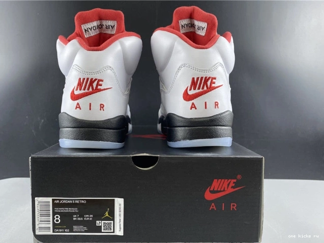 Chep Onekick Fire Jordan Tongue 5 Silver Retro DA1911-102 Red (2020) Air 0825